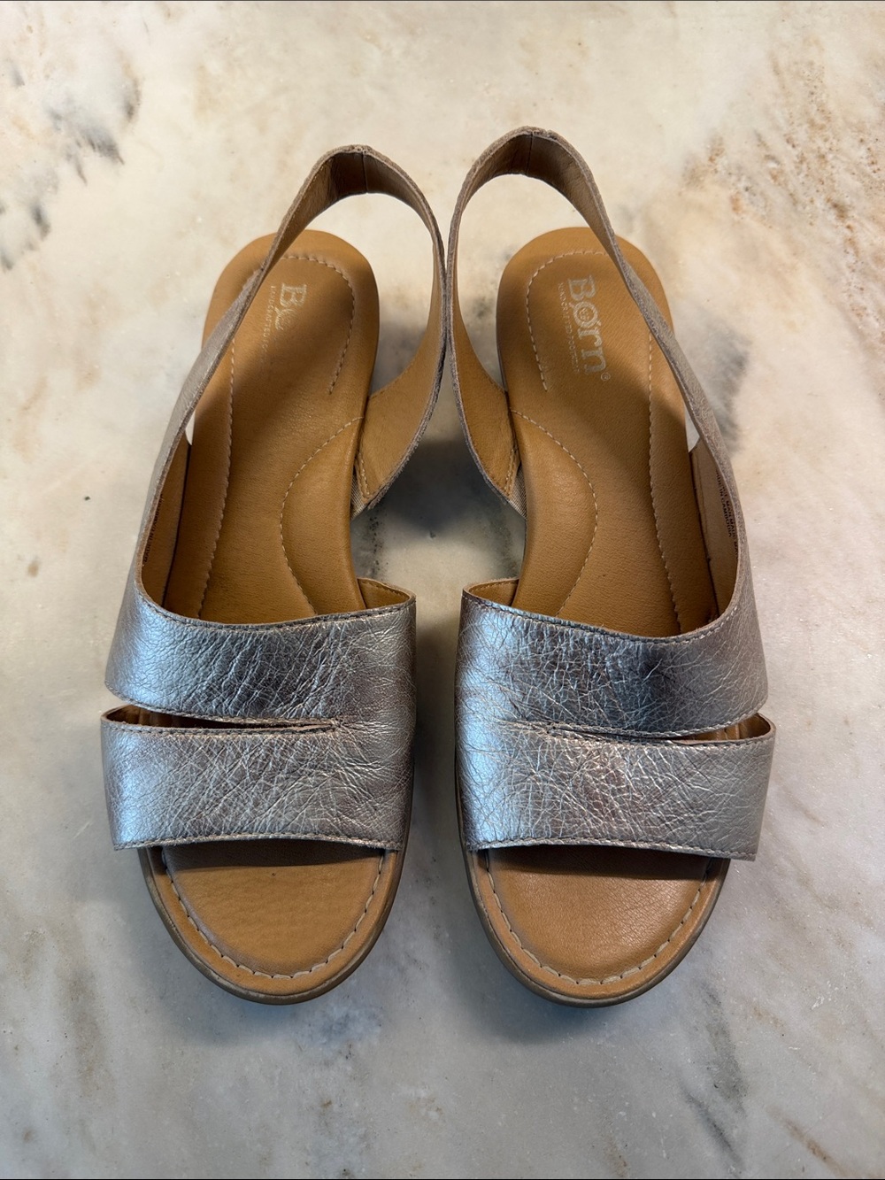 Born Metallic Pewter Slingback Sandals